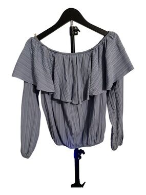 Off-Shoulder Ruffle Long-Sleeve Top - Gray